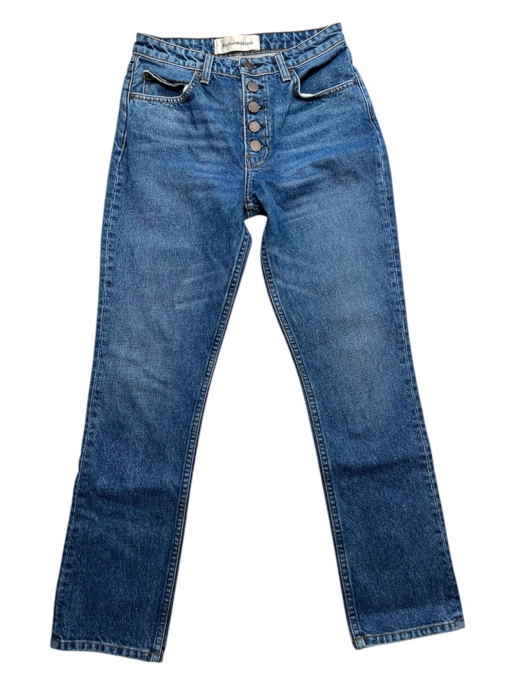 Reformation High-Rise Button-Fly Straight Jeans size 25